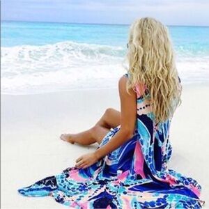 Lilly Pulitzer • Anise Silk Cascading Waterfall Dress OCEAN JEWELS GRAIL!